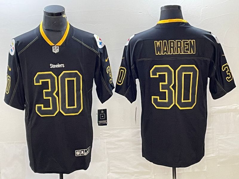 Men Pittsburgh Steelers #30 Warren Lights Out Black Rush Limited Nike NFL Jersey->pittsburgh steelers->NFL Jersey